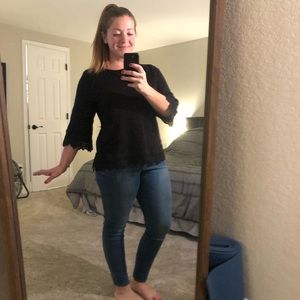 3/4 Sleeve Black Blouse